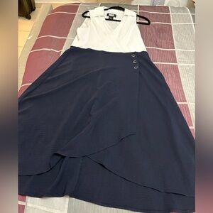 Bundle 3 for $15. DKNY Navy and White Midi Dress. Size 12.